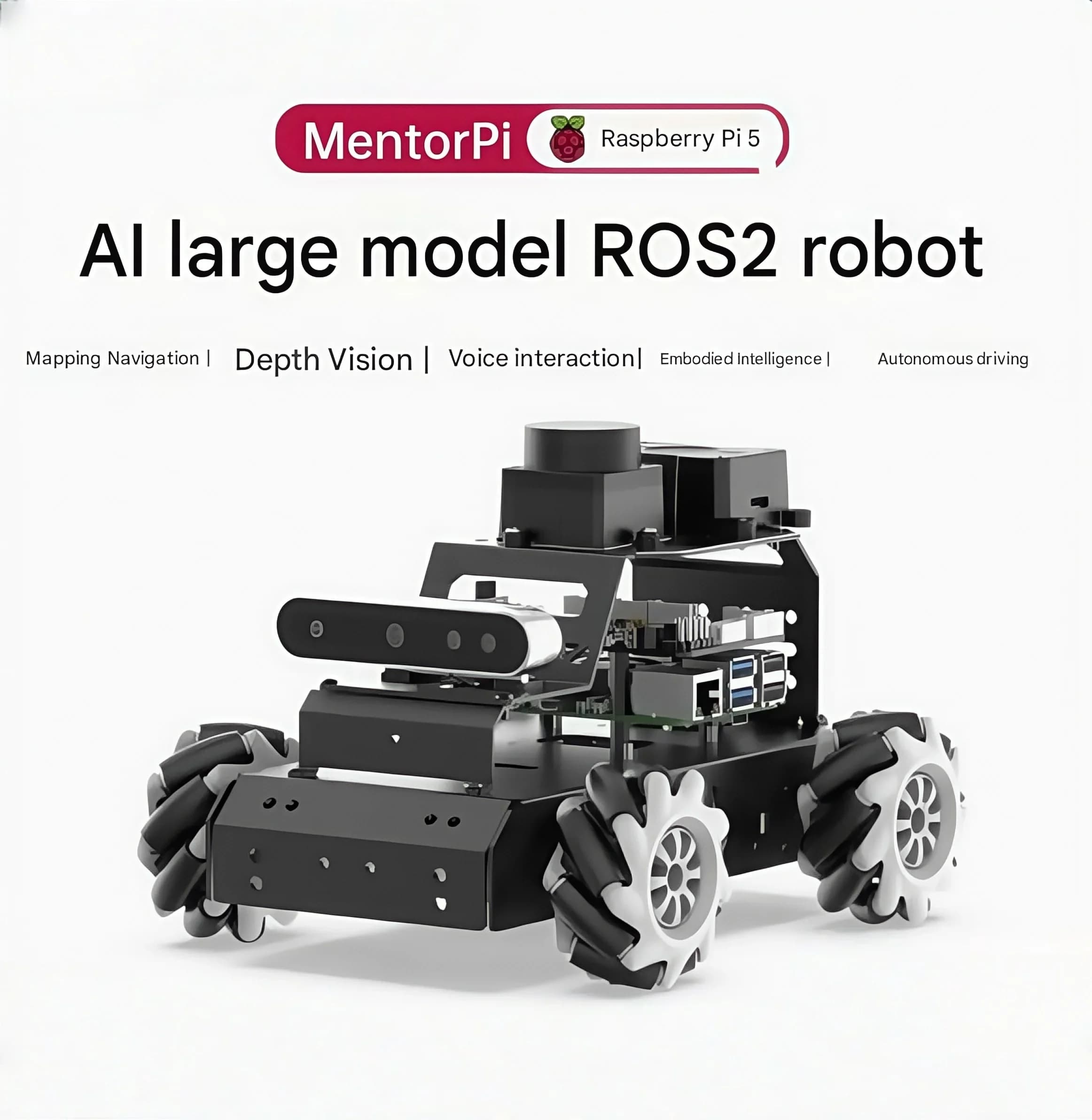 Auto intelligente Raspberry Pi 5 MentorPi Mailun/Ackerman AI modello grande visione ROS2