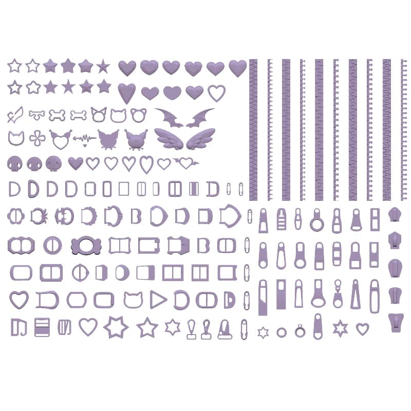 Accessori per la decorazione di bambole in argilla ultraleggera Stampo in silicone Fibbia per cintura/cerniera/pin Stampo per bambole BJD che produce stampi in argilla polimerica