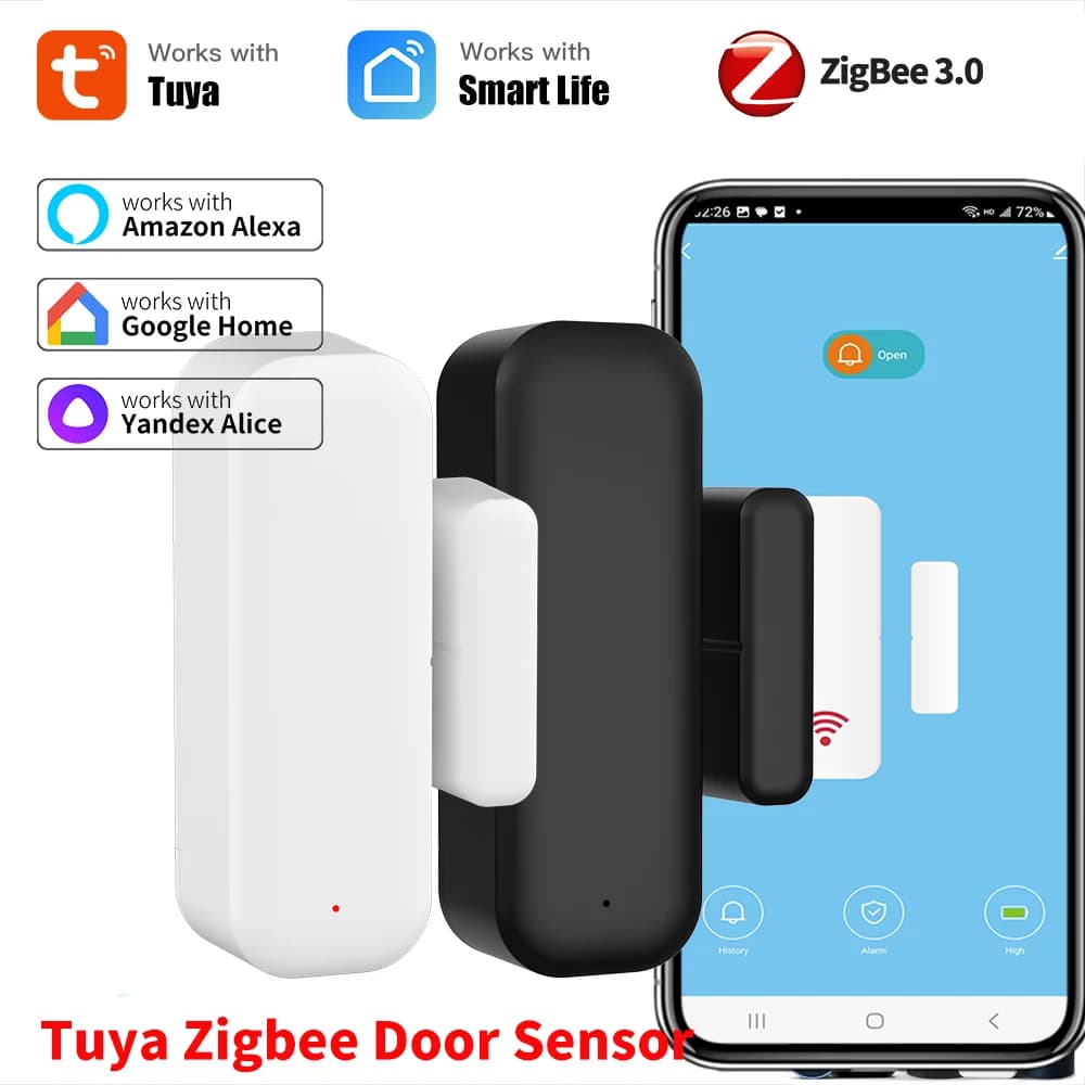 Tuya Zigbee 3.0 Sensore finestra Sensore di contatto Sensore porta per Smart Home Smart Life APP Controllo remoto compatibile con Alexa