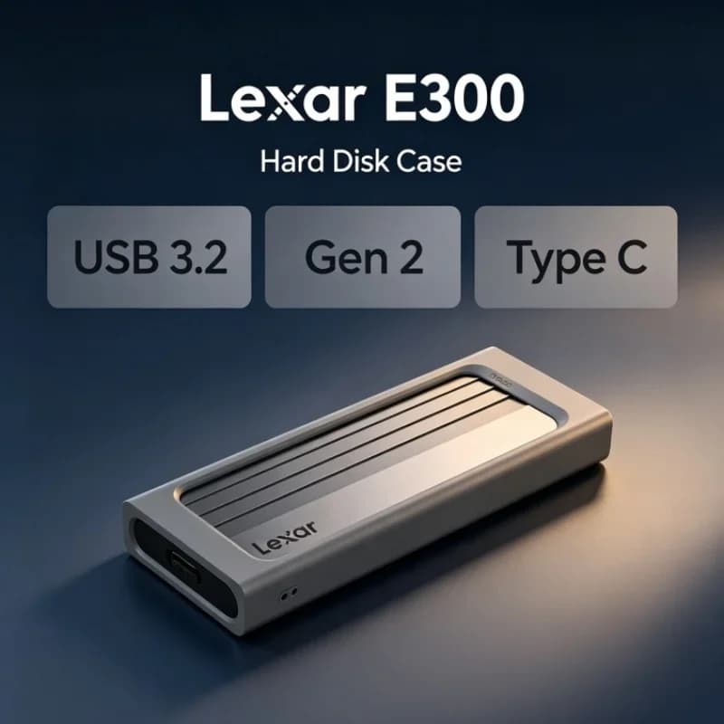 Lexar E300 M.2 SSD Enclosure Portable External NVMe SSD Case USB Type C 3.2 Gen 2 for 2230/2242/2260/2280 Hard Disk