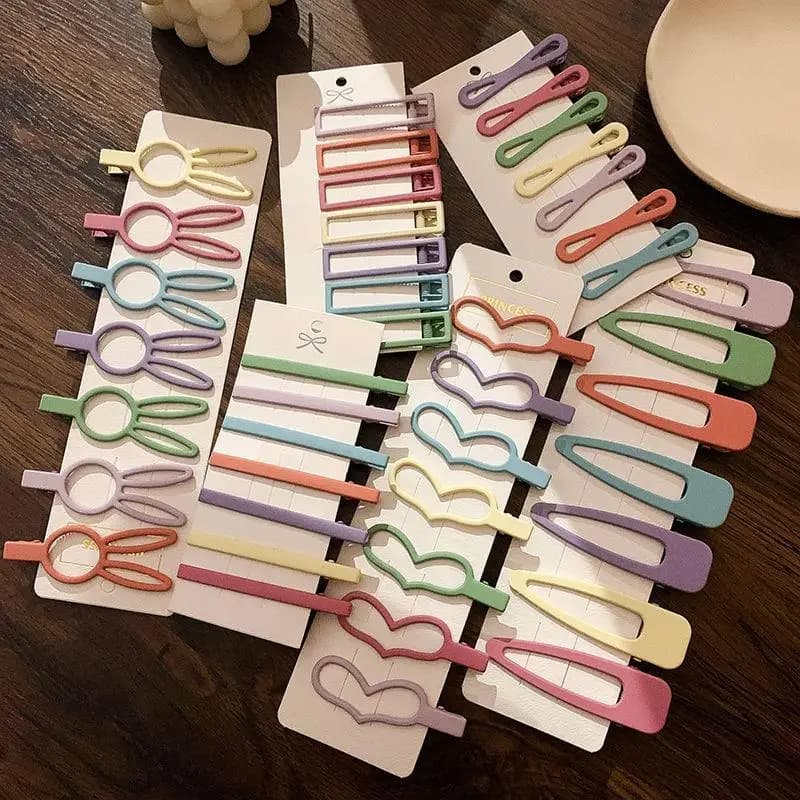 Lovely Duckbill Hair Clips 7Pcs Multi-color Frosted Resin Geometric Barrettes for Wedding Guest Hairstyle
