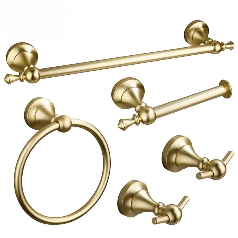 Black Bathroom Accessories Hardware Set Aluminum Alloy Wall Mount gold Towel Bar Towel Ring Toilet Roll Paper Holder Robe Hoo