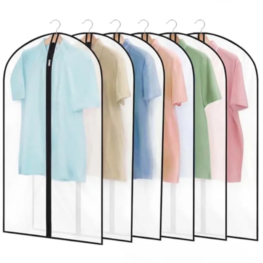 6 Pack Garment Bags 60 * 100cm, 40in PEVA Translucent Garment Covers, Suit Storage Bags, Dress Organizer Bags Used To Protect S