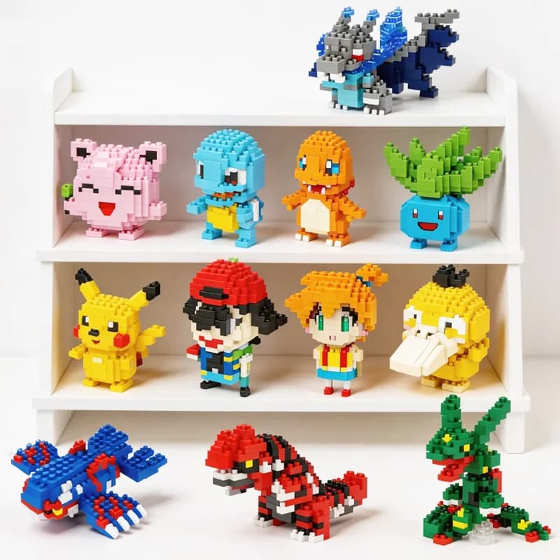 44 Stili di Blocchi da Costruzione Pokemon, Modellini di Pikachu, Mattoncini Puzzle, Giocattolo Fai-da-Te, Regalo per Bambini e Ragazzi, Decorazione per Feste di Compleanno