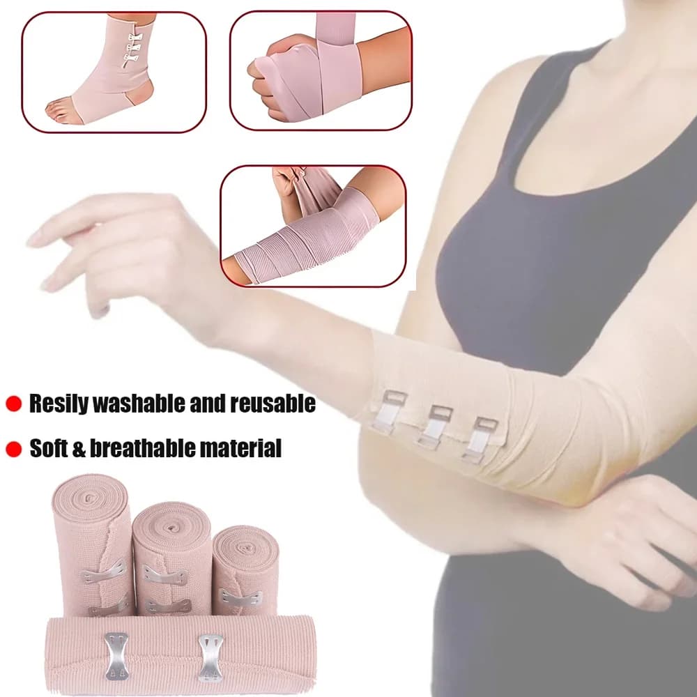 1 rotolo di benda elastica avvolgente fasciatura di compressione elasticizzata allunga fino a 450 cm per distorsioni sportive polpaccio caviglia piede cura di primo soccorso