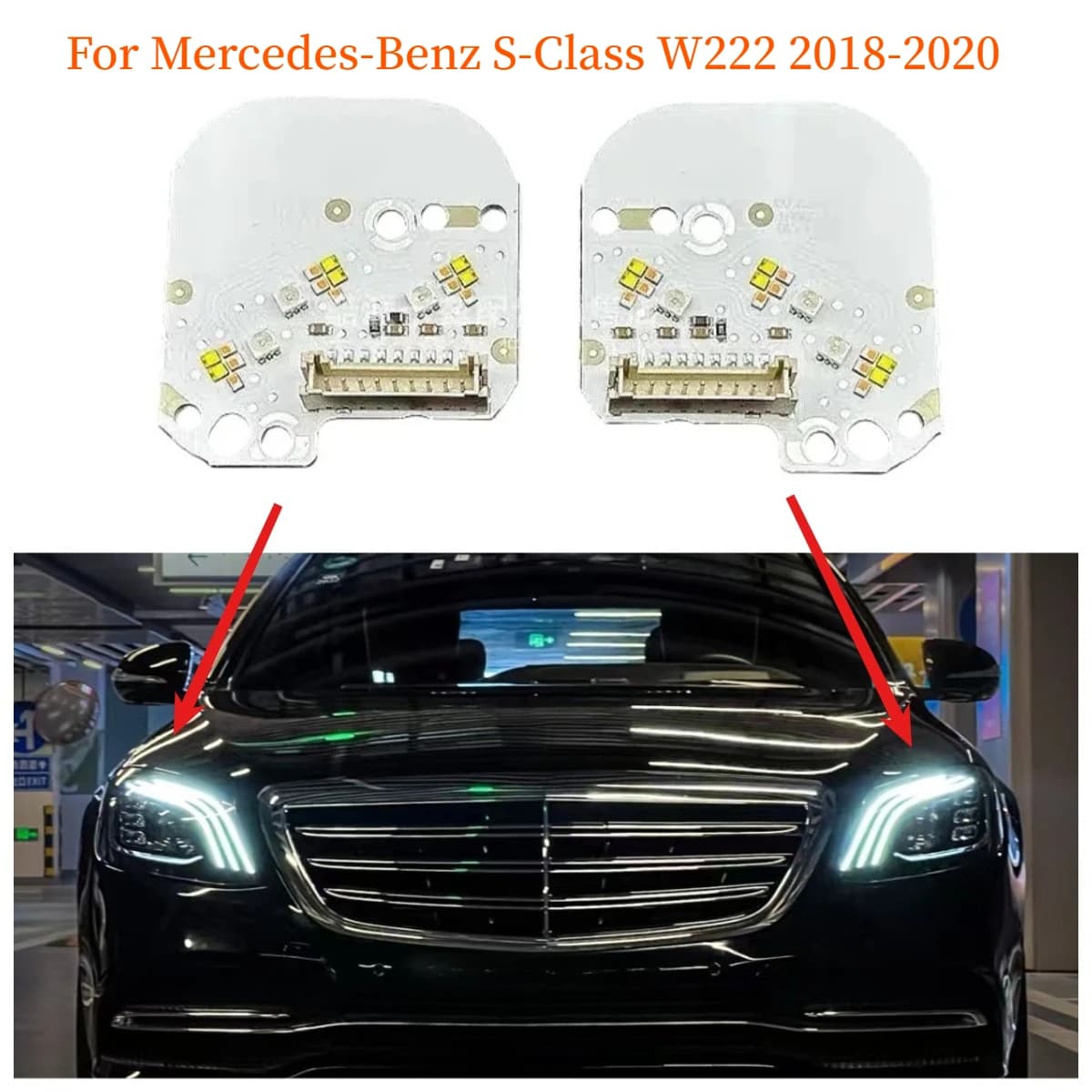 Scheda Circuito Ballast LED Angel Eyes Bianco per Luci Diurne DRL Mercedes-Benz Classe S W222 2018-2020, Ricambio Faro