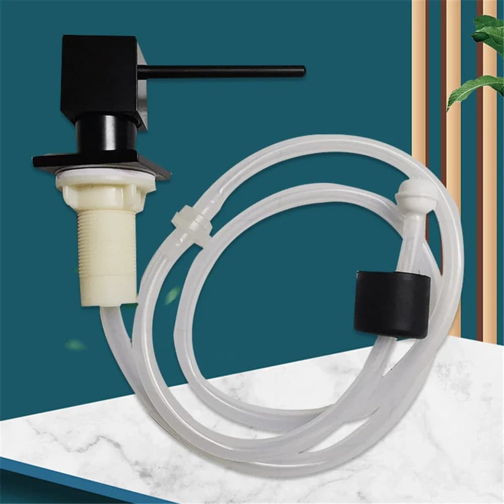 Dispenser di Sapone Liquido per Lavello da Cucina in Acciaio Inox con Pompa e Tubo da 100cm, 350ml, Argento/Nero