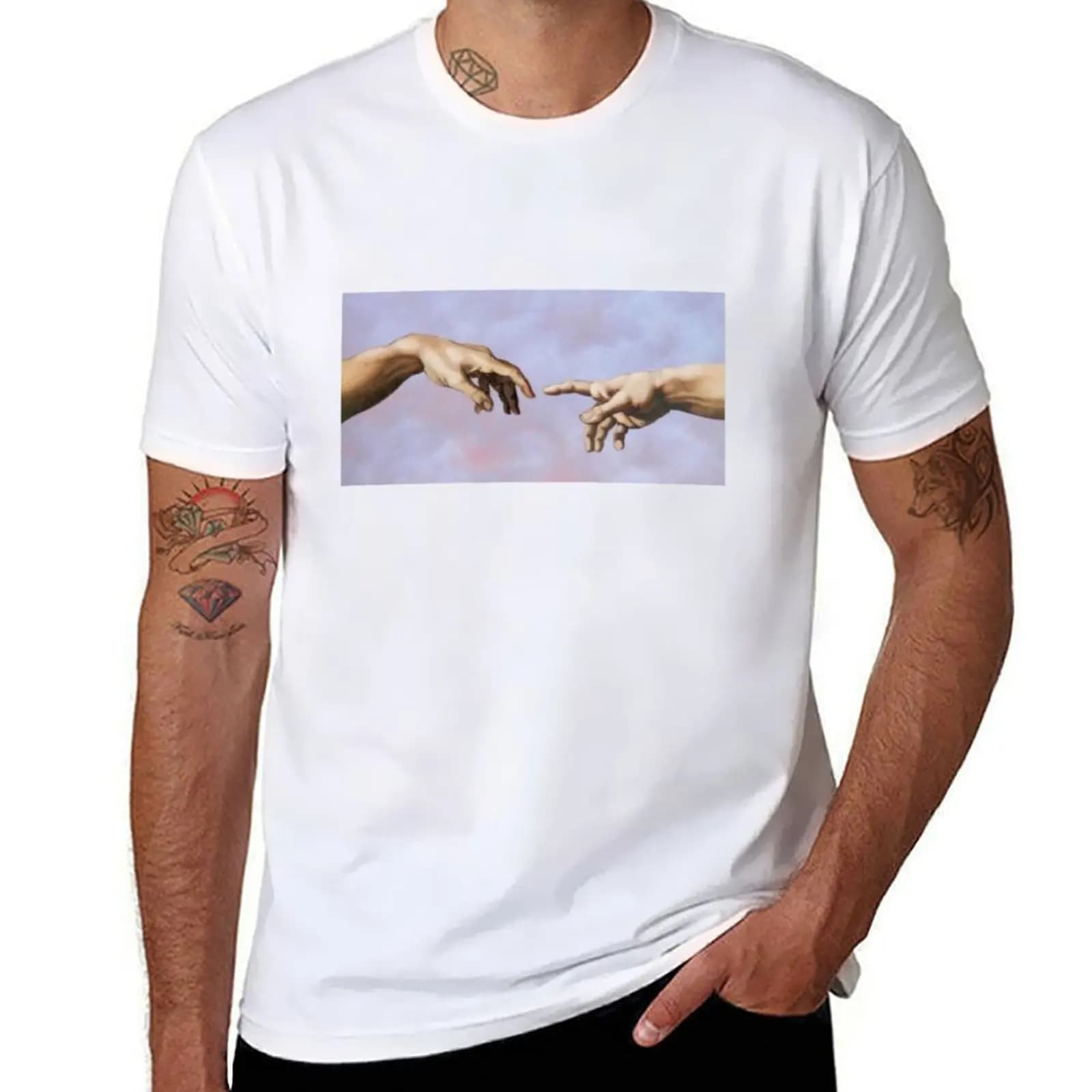 T-shirt The Creation of Man, T-shirt firmate in cotone, T-shirt da uomo 100% cotone, Confezione di T-shirt