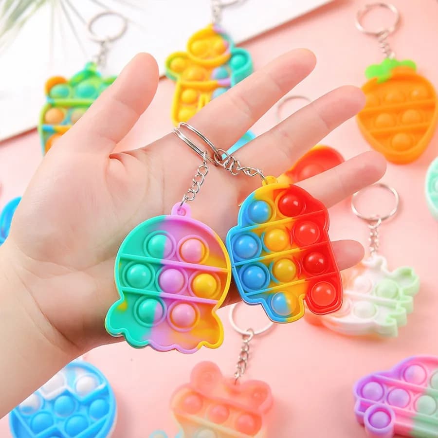 Portachiavi Fidget Pop Bubble Arcobaleno da Donna, Anello Portachiavi Rilassante da Premere con le Dita, Ciondolo Carino per Zaino/Borsa, Regalo per la Festa della Mamma, Regalo di Pasqua, Regalo per il Ringraziamento, Regalo di Laurea, per Feste in Ufficio e Viaggi