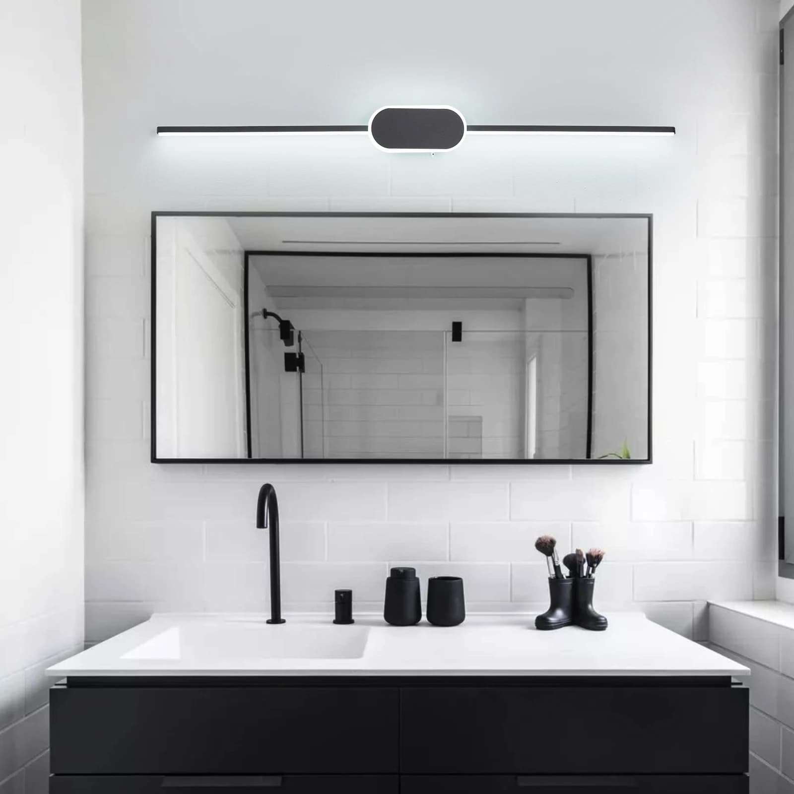 Moderno specchio a led Luce Immagine Luce Decor L70-90-110cm Lampada da parete a led per bagno Soggiorno Lampada da parete Sconce Luce Bianco Nero