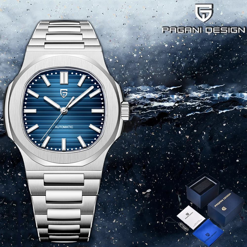 Pagani Design2025square Series Orologi automatici da uomo Orologi meccanici di moda Confezione regalo da uomo in acciaio inossidabile con zaffiro di lusso