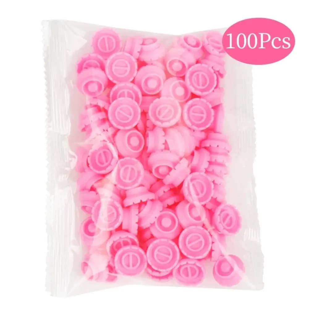 100 Pezzi Porta Colla Monouso per Ciglia, Bianco Rosa, Anello Porta Colla a Rapida Asciugatura per Innesto Ciglia Finte