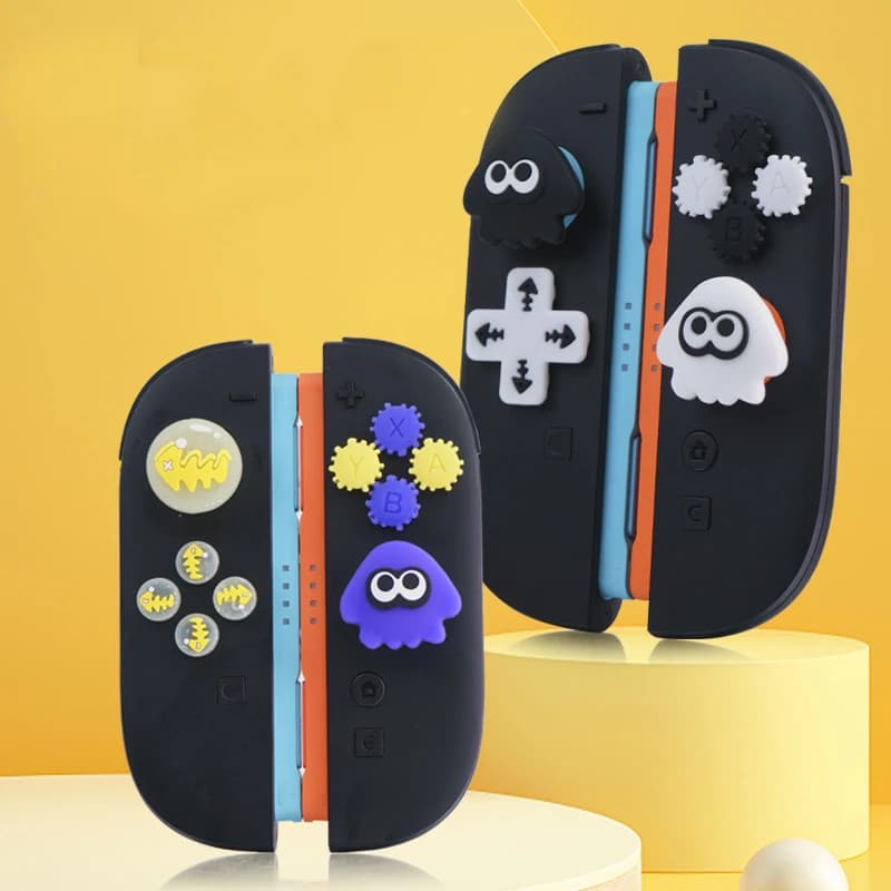 Silicone Soft Dpad Cross Button ABXY Key Sticker Skin Joystick Case For Switch 2/Oled/Lite NS Joy-con Thumb Stick Grip Cap Cover