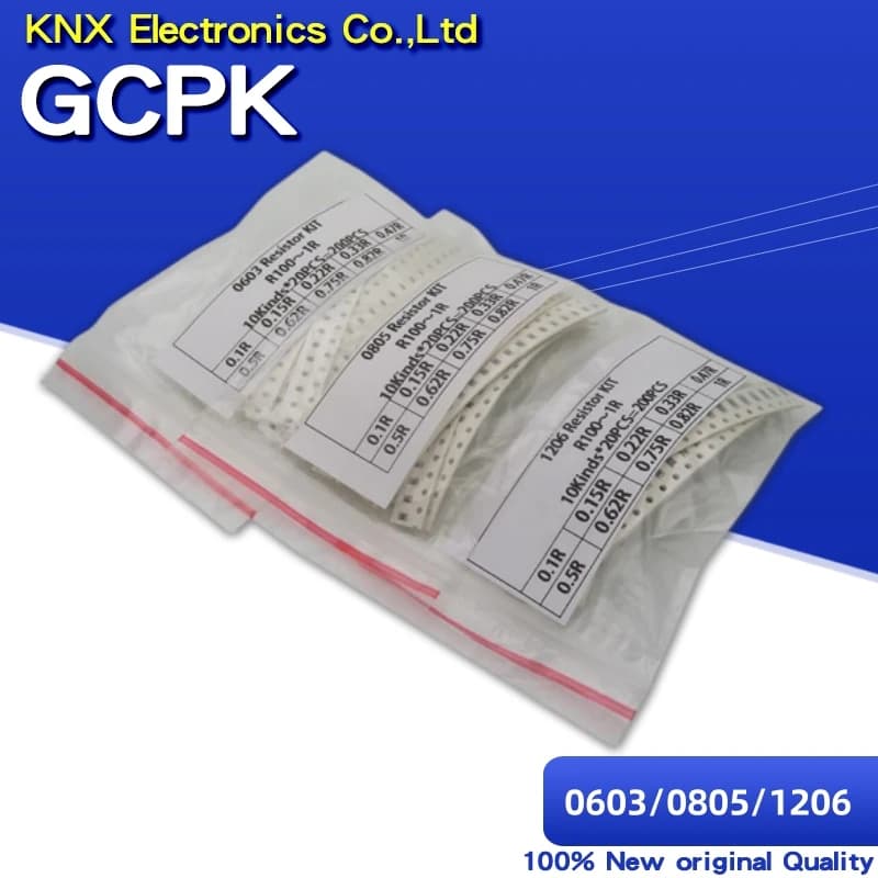 200 pezzi 1% 0603 0805 1206 resistori SMD kit fai da te assortiti 10valueX20pcs = 200PCS 1R00 R820 R750 R620 R500 R470 R330 R220 R150 R100