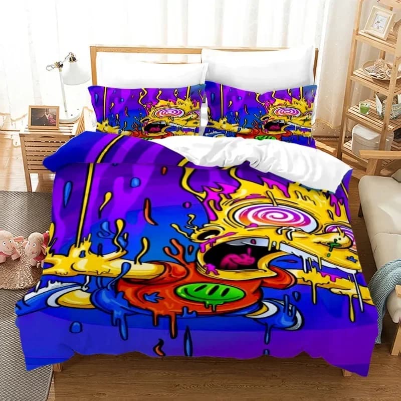 Set di biancheria da letto dei Simpson, copripiumino, federa, decorazione a tema cartoni animati, copriletto, copripiumino, set di biancheria da letto, regalo di compleanno