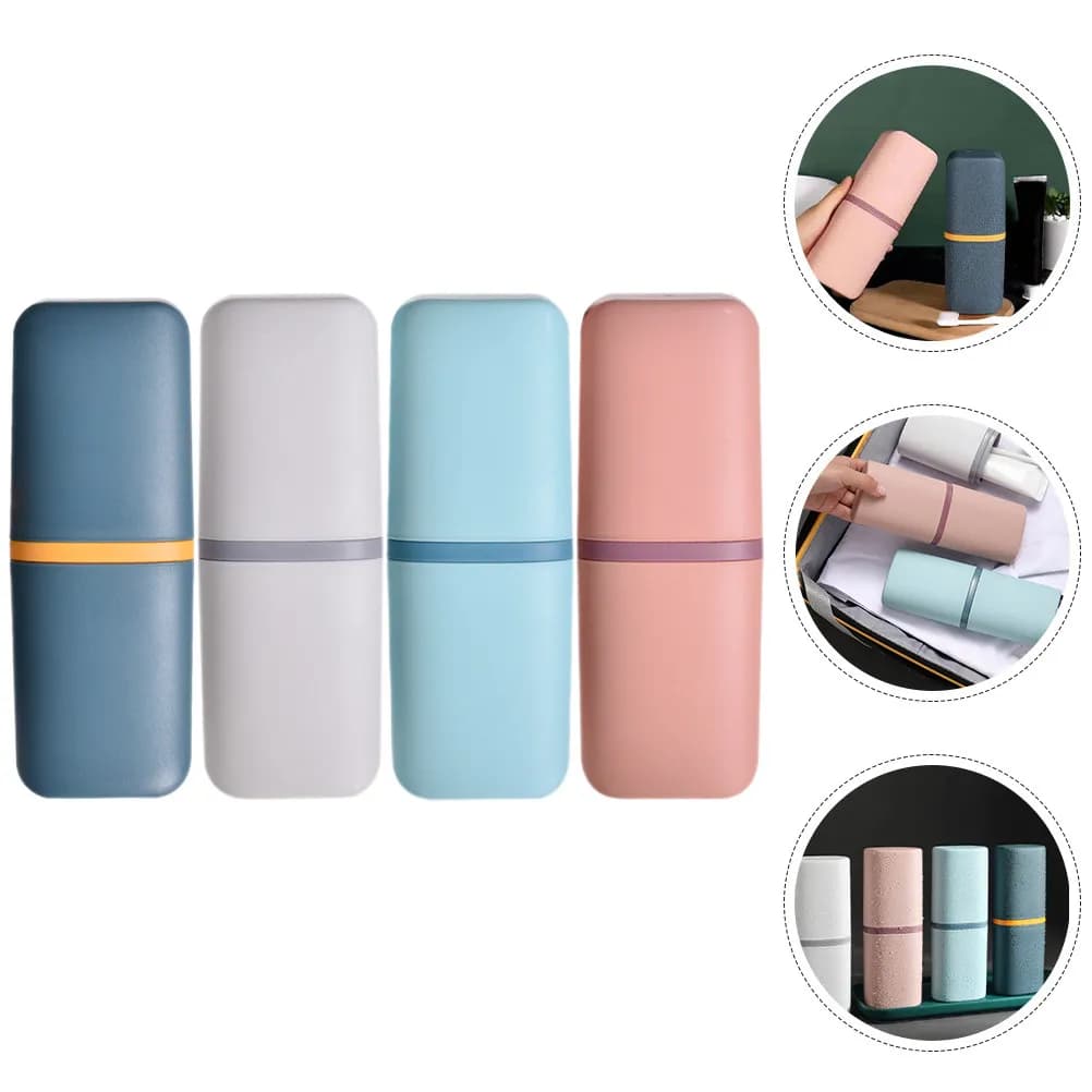 4Pcs Portable Toothbrush Organizer Travel Toothpaste Storage Case Lightweight Holder Compact Set for Home Outdoor School
