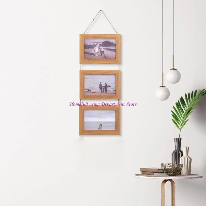 Hanging Picture Frames Collage Wall Decors,3 Opening,5X7 Inches Rustics Multi Picture Frames for Family