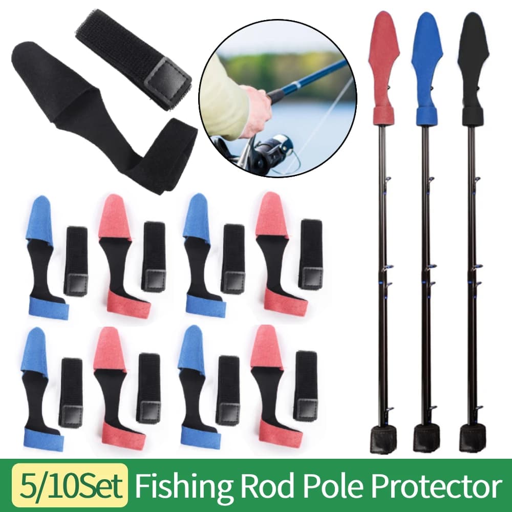 Set da 5/10 Pezzi, 2 Pezzi/Set, Custodia Protettiva per Canna da Pesca, Cinghie di Fissaggio in Gomma per Canna da Pesca