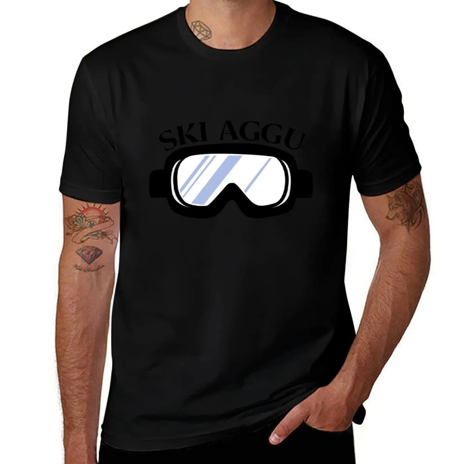 Ski aggu goggles T-Shirt Daily Casual Short Sleeve Tee Shirt T-Shirt