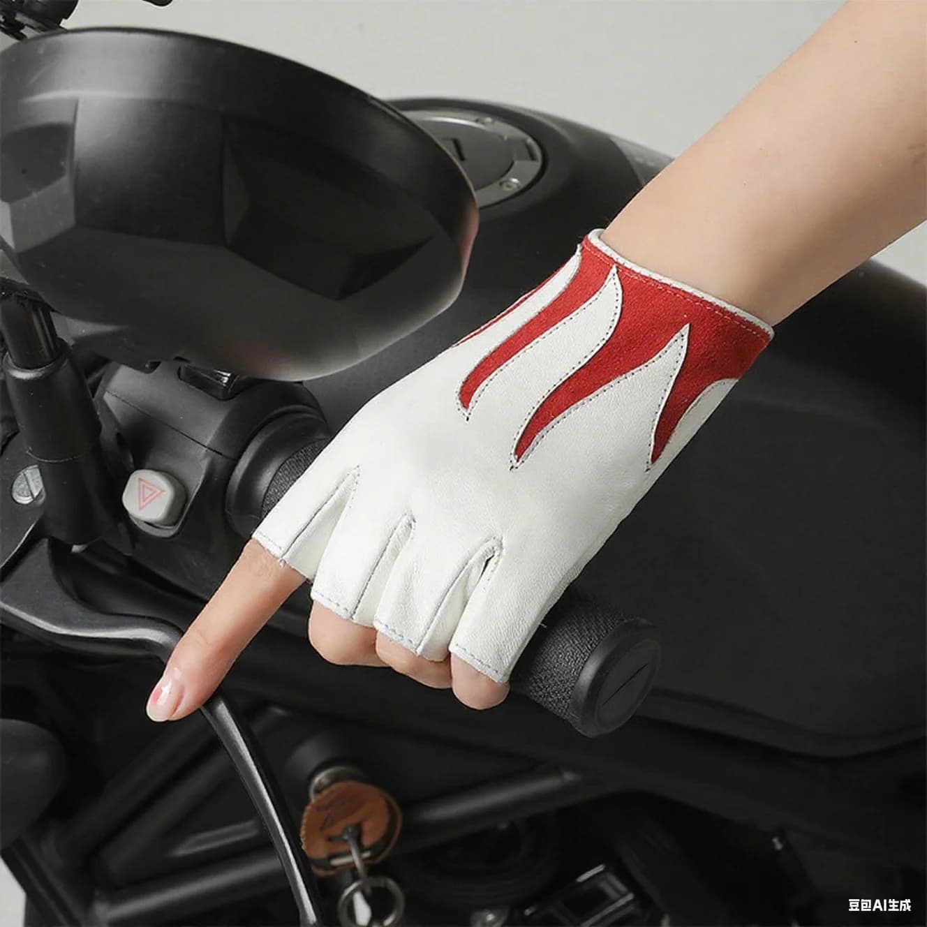Guanti in pelle di pecora naturale Guanti mezze dita in vera pelle da donna per uomo Guanto da guida per moto R3027