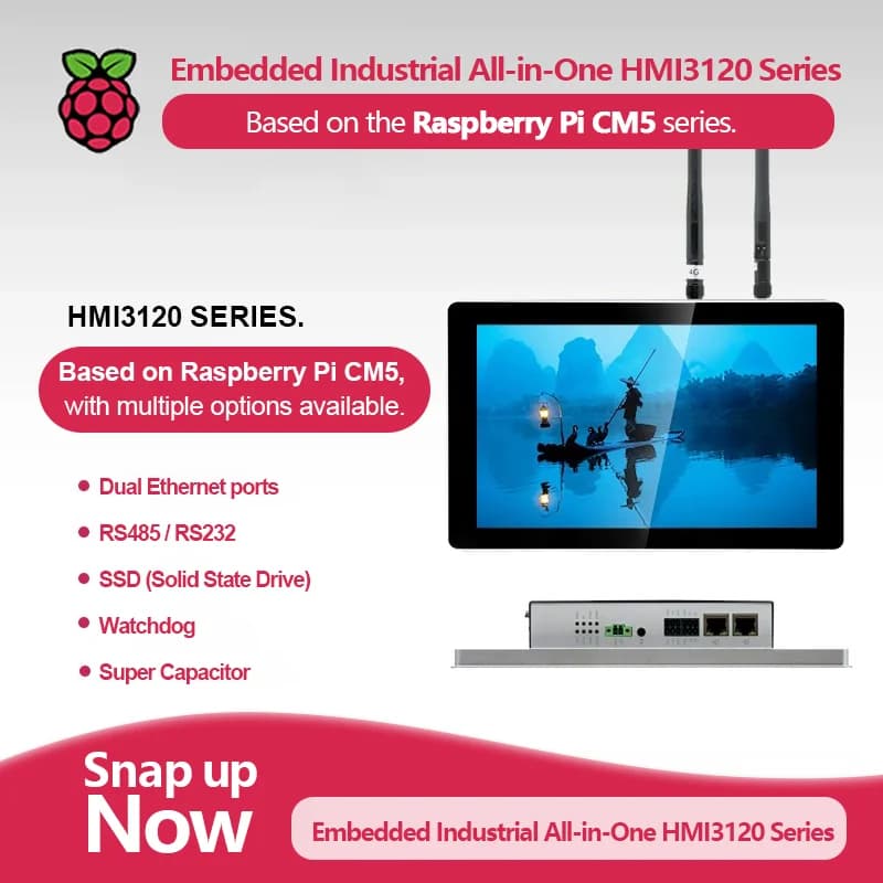 Computer di controllo industriale industriale integrato all-in-one serie HMI3120 Raspberry Pi CM5