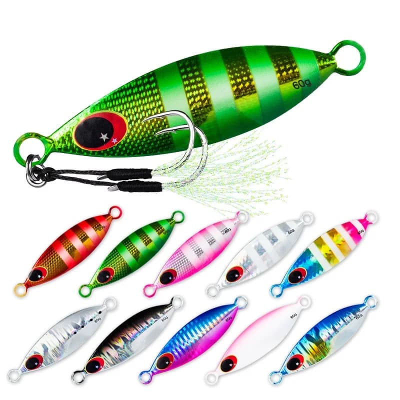Big Jig Fishing baits 10g-60g Fishing masks Salt water baits Metal bass Jig Isca Artificial fake fish Holographic glitter