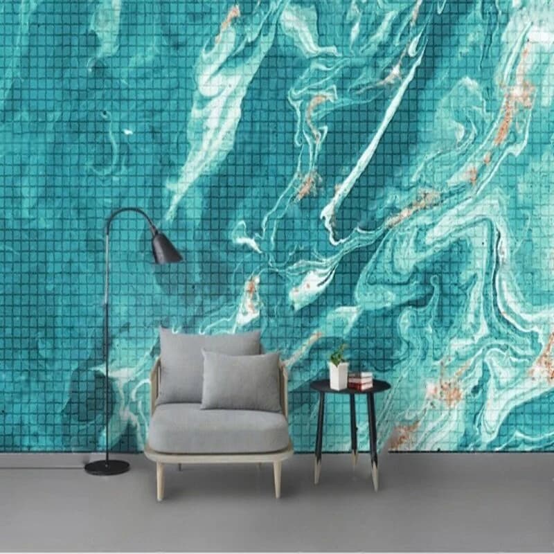 Modern Fashionable Oceanic Fluid Mosaic Living Room TV Luxurious Home Hotel KTV Oceanarium Poster Background Wall