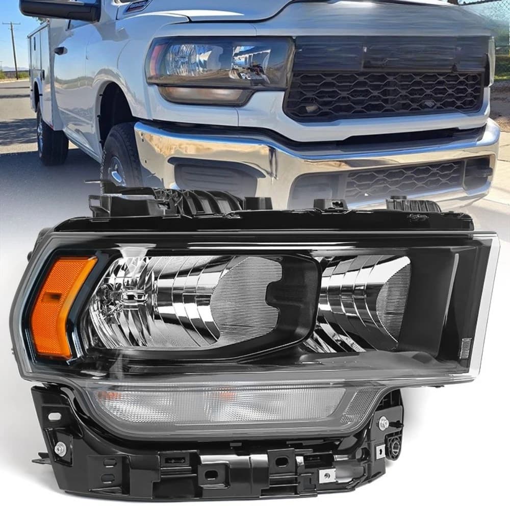 Faro Alogeno Nero Lato Passeggero per Ram 2500 3500 2019-2024