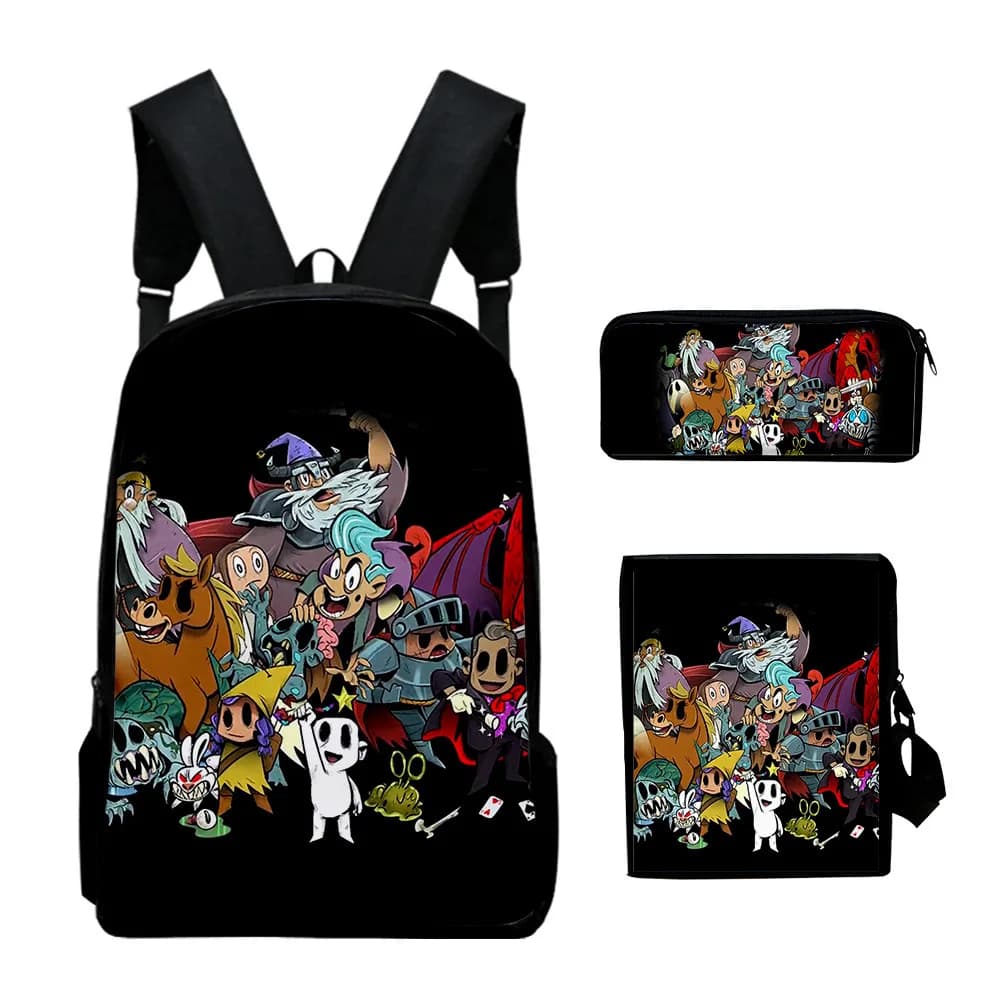 Classic Novelty Nobody Saves the World 3D Print 3pcs/Set School Bags Laptop Daypack Backpack Inclined shoulder bag Pencil Case
