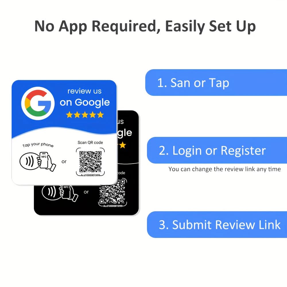 Square Nfc 215 programmable QR code Google Review Card NFC station table NFC display bending card standing brand bracket