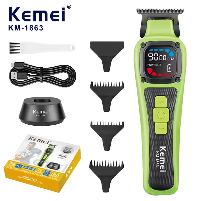 Kemei KM-1863 Electric Professional Haircut Rechargeable for Barbiere, Cutting Machine Zero Gap 0mm for Cut and Finishing
