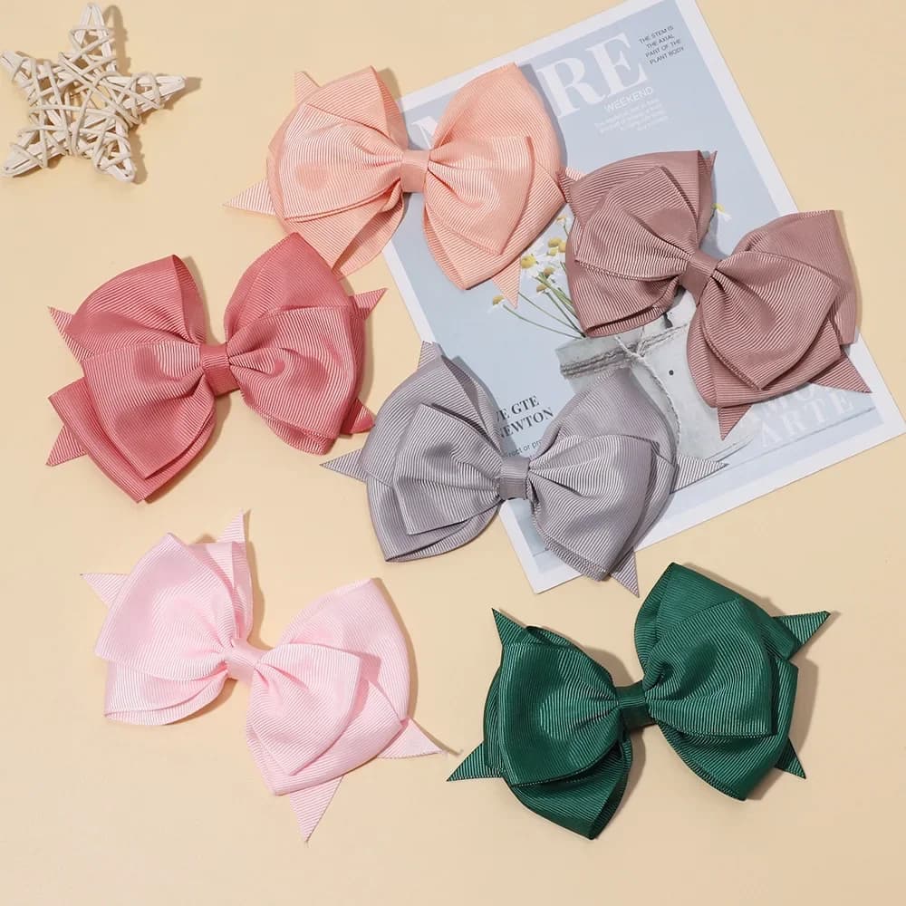 6 pezzi fermaglio per capelli con fiocco in nastro per accessori per capelli per bambini neonato ragazza top fiocco per capelli forcina solido fiocco in grosgrain fatto a mano