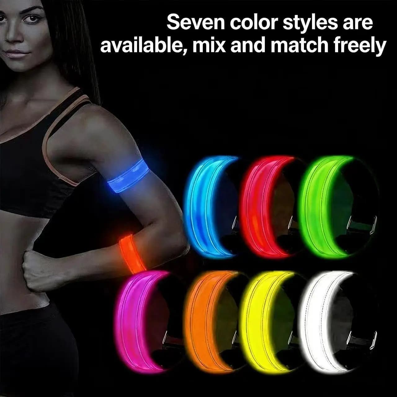 Luce LED da Braccio per Sport all'Aperto, Fascia di Sicurezza Notturna per Corsa, Cintura USB Ricaricabile, Bracciale di Avvertimento per Braccio e Gamba, Luce per Bici e Ciclismo