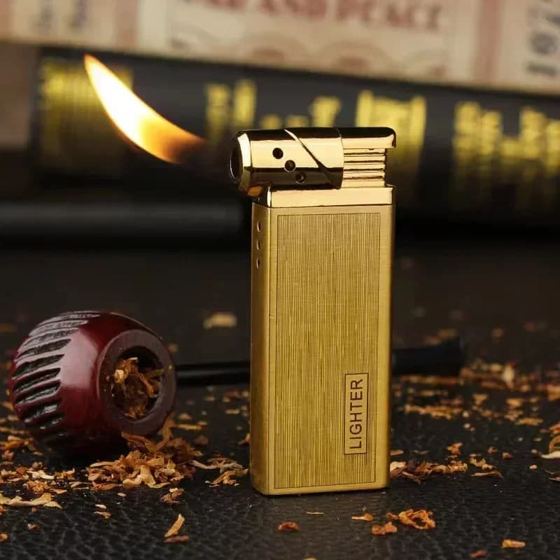 Nuovo Accendino a Fiamma Obliqua per Pipa, Accendino Speciale in Metallo a Fiamma Aperta, Accendino Multifunzione per Sigarette, Gadget