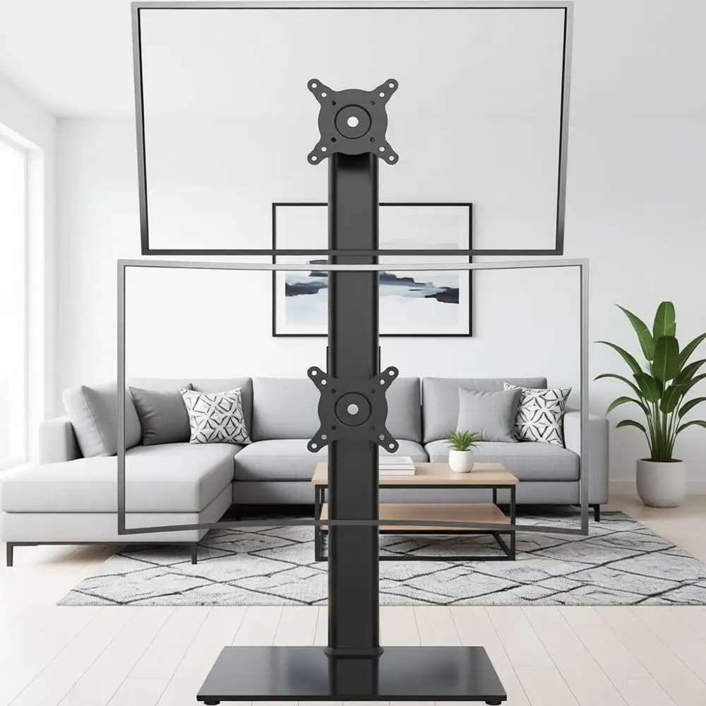 Supporto per Doppio Monitor - Rialzo per Monitor da 13 a 34 Pollici con Rotazione, Altezza Regolabile, Capacità di Carico fino a 20 kg