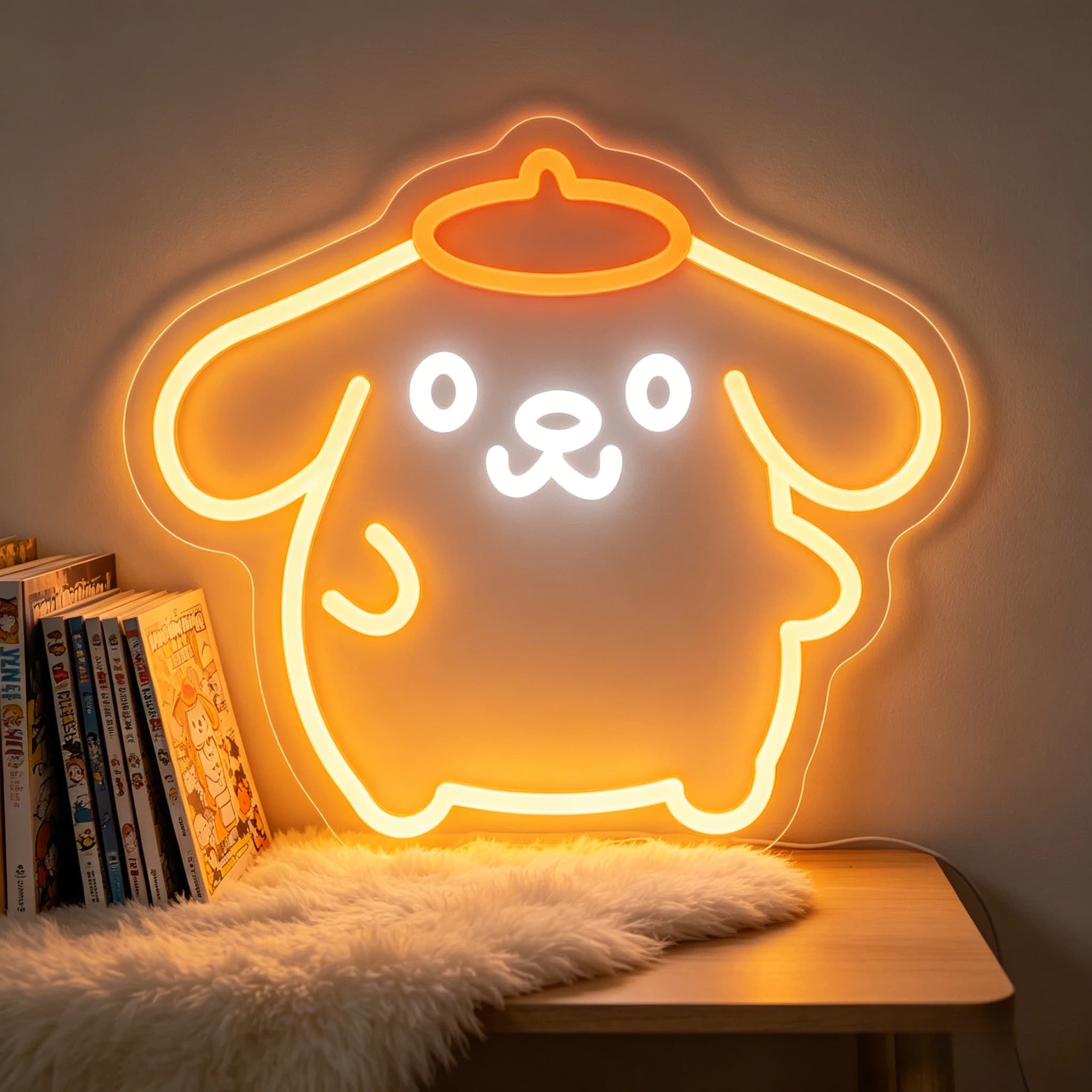Insegna al Neon a Forma di Coniglietto Angelo Carino per Decorazione Murale, Luce LED Dimmerabile USB Sanrio per Dormitorio Universitario, Decorazione per Amanti degli Animali, Regalo Kawaii