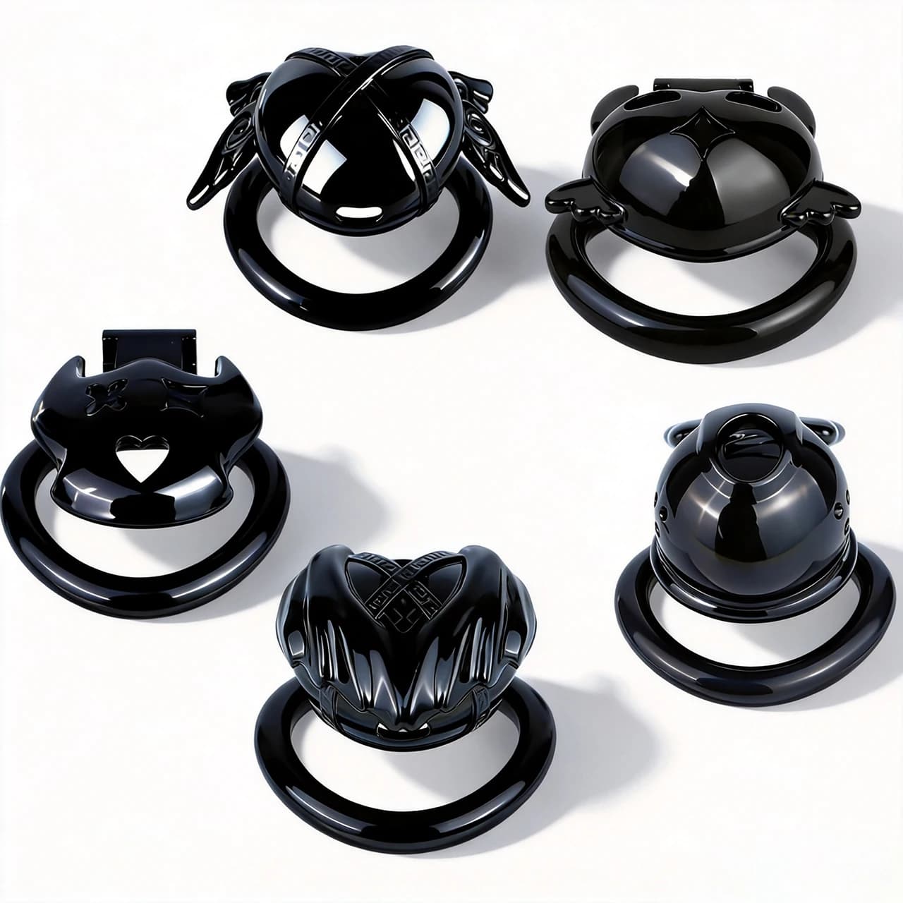 FRRK 5 Styles Male Chastity Cage Adjustable Strap Belt Curve Ring BDSM Bondage Adult 18+ Private Wearable Toy For Daily Men User