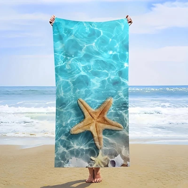 1 telo mare con motivo stelle marine tropicali, leggero e morbido, adatto per il nuoto in spiaggia, un viaggio ideale essenziale