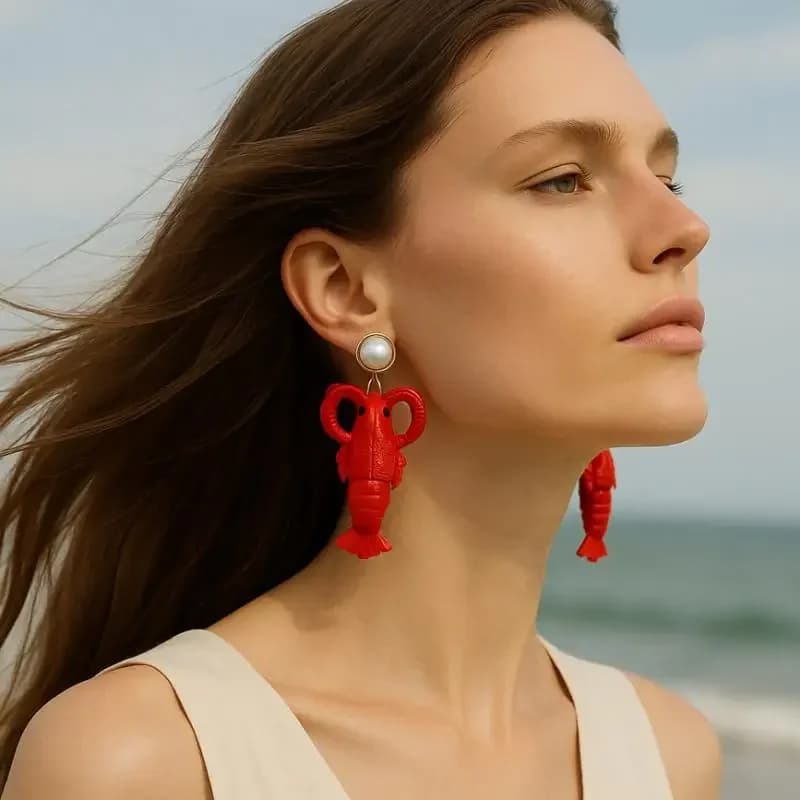 Gift creative earrings woman cute unique crab studs cartoon fashion lobster pendant for girls ladies