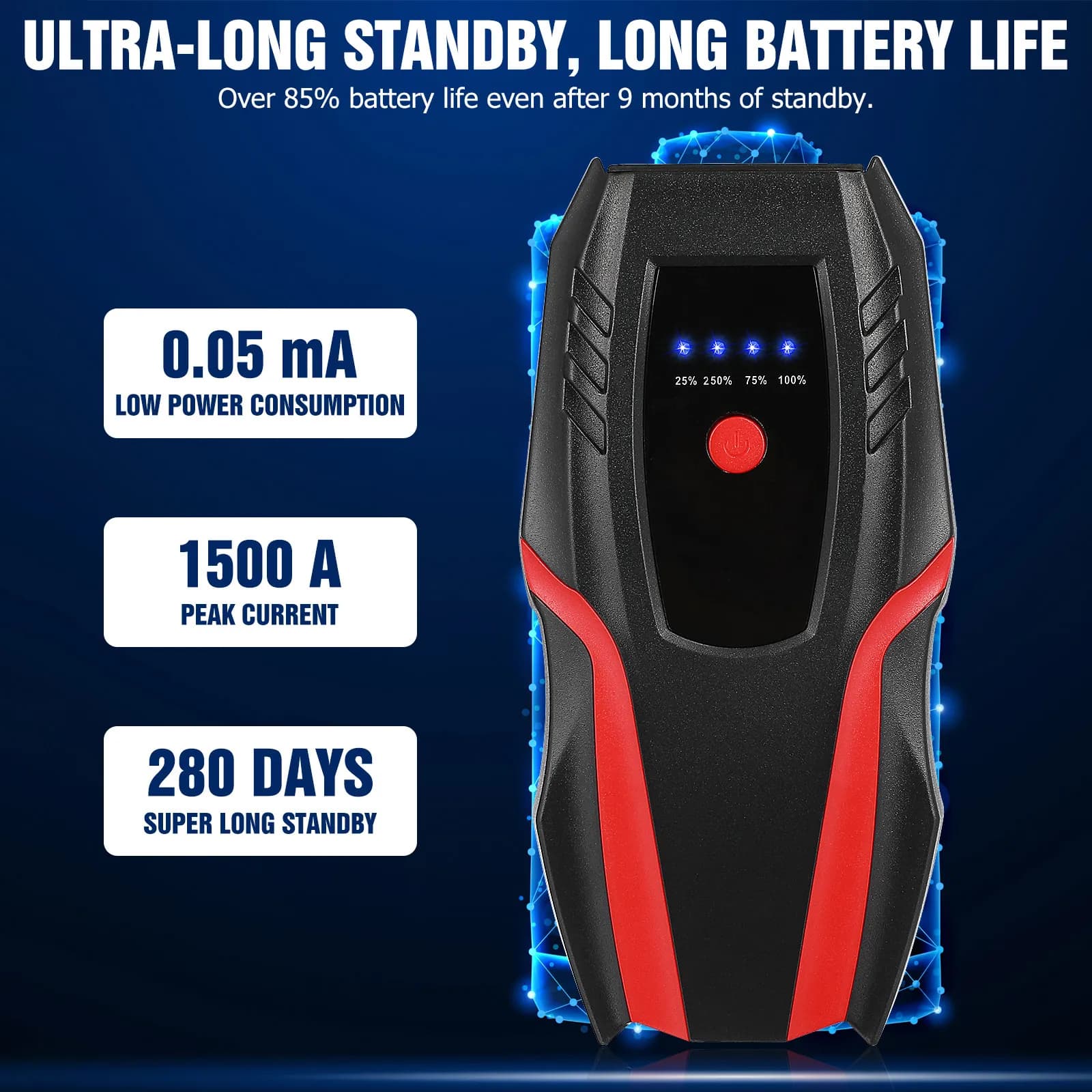Avviatore d'Emergenza per Veicoli 12V Multifunzione, Power Bank Portatile per Campeggio e Assistenza Stradale Rapida