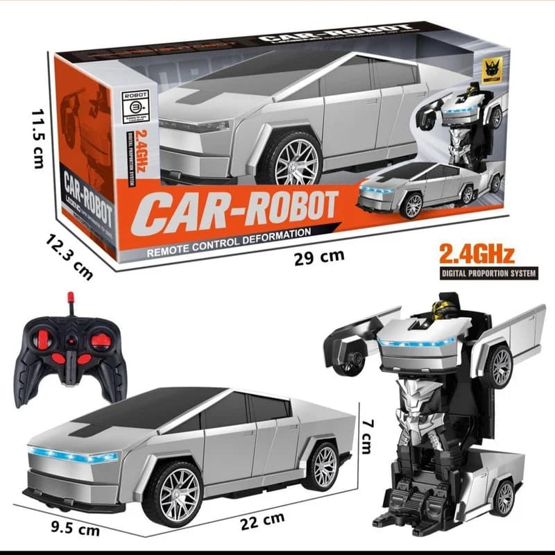 Nuova Auto da Corsa Elettrica Cybertruck Telecomandata con Trasformazione a un Pulsante, Giocattolo per Bambini e Ragazzi, per Gioco al Chiuso