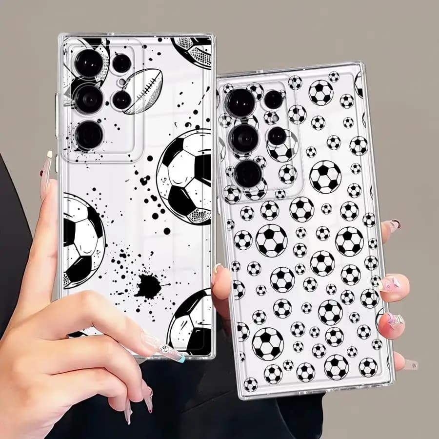 Cover per Telefono con Stampa Calcio Bianco e Nero per Samsung Galaxy S26 S20 Plus S25 Edge S22 FE S23 Ultra S24 Note 20 Ultra 10 S21