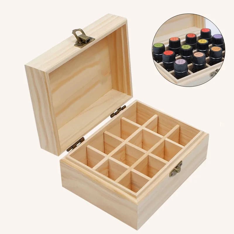 12/25 griglie organizzatore di scatole di immagazzinaggio in legno per custodia per il trasporto di olio essenziale contenitore per aromaterapia scatola di immagazzinaggio di gioielli del tesoro nuovo