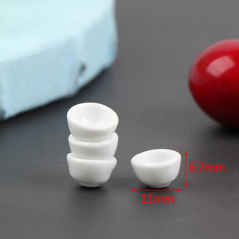 4 pezzi 1:12 casa delle bambole in miniatura ciotole in ceramica bianca tazze modello accessori per mobili da cucina per giocattoli per la decorazione della casa delle bambole