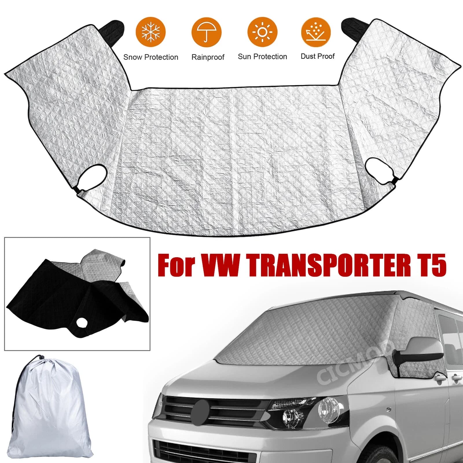 Parabrezza per auto Copertura per neve Copertura per tenda Parabrezza Parasole Copertura per parabrezza per auto Protezione UV per VW Transporter T5