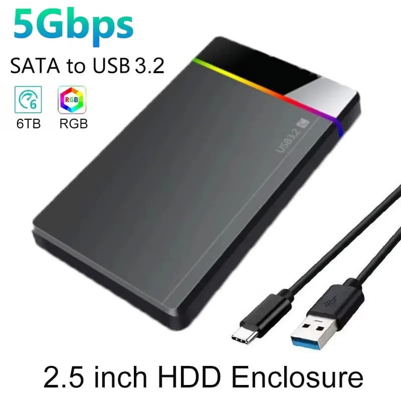 Custodia per HDD da 2,5" Custodia per disco rigido mobile esterno SATA a USB 3.2 per PC portatile Custodia per velocità da 5 Gbps Custodia per HDD SSD SATA