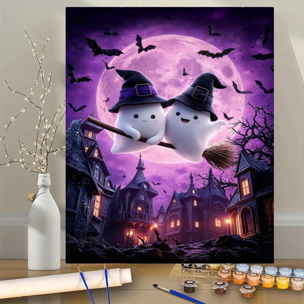 Acrylic Paint By Numbers Halloween Painting By Numbers on Canvas Coloring By Number for Adults Paint Digital Art