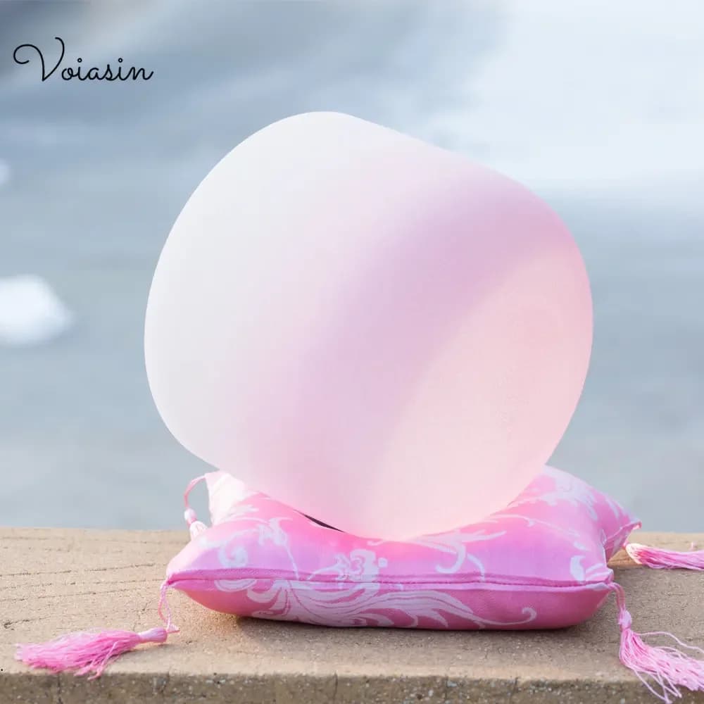 9/10/12 Inch Crystal Bowl, Gradient Pink, Chakra Crown Solar Heart Throat Solar, Yoga Meditation Frosted Quartz Singing Bowls