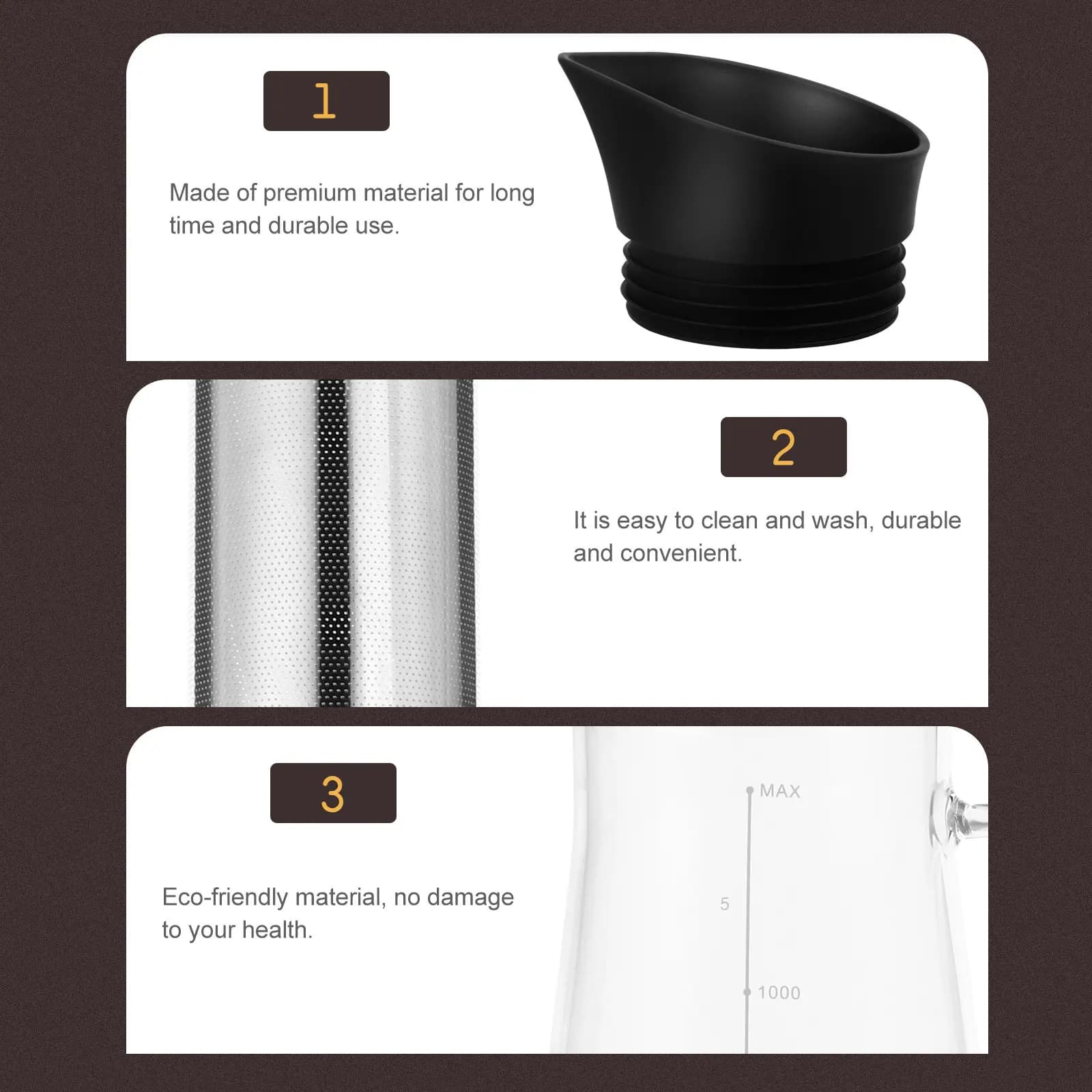 1Pcs Premium Thickened Borosilicate Glass Cold Brew Coffee Pot Large Capacity Smooth Delicious Cold Brew At Home Coffee Maker
