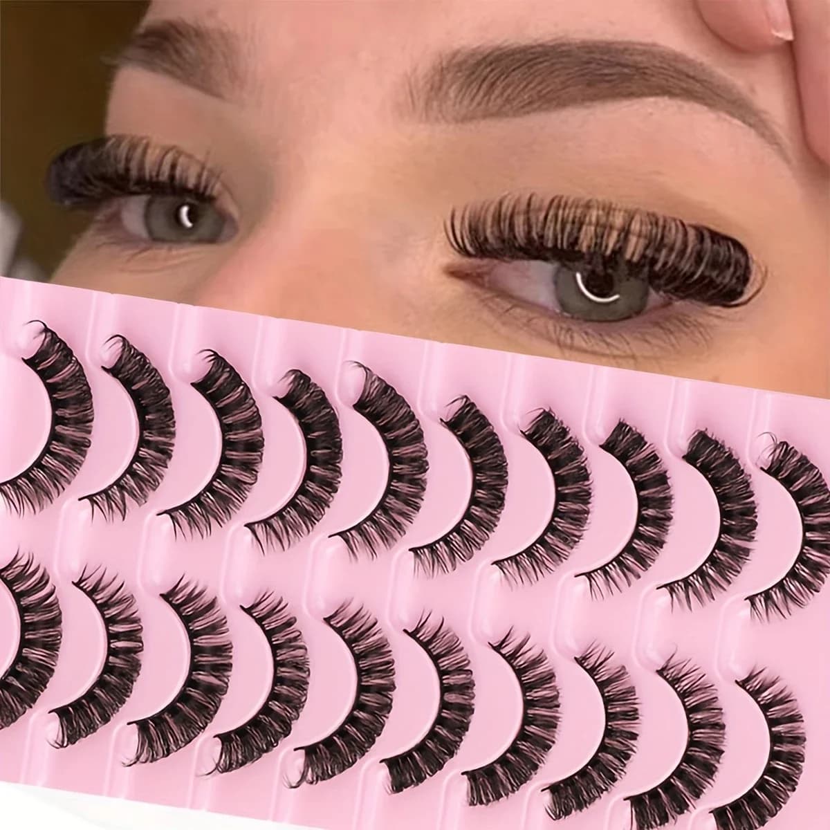 10 paia di ciglia a strisce russe DD Curl ciglia finte Fluffy Wispy Faux Mink Lashes Pack